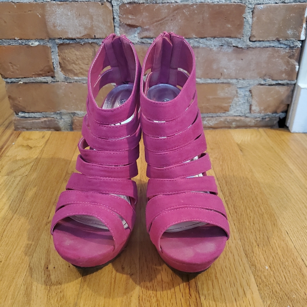 Pink Suede Wedges - Picture 5 of 5